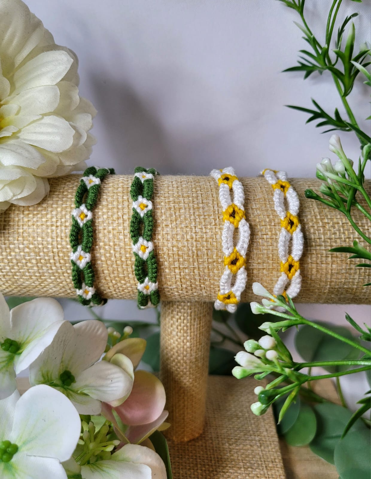 Handwoven bracelet - flowers