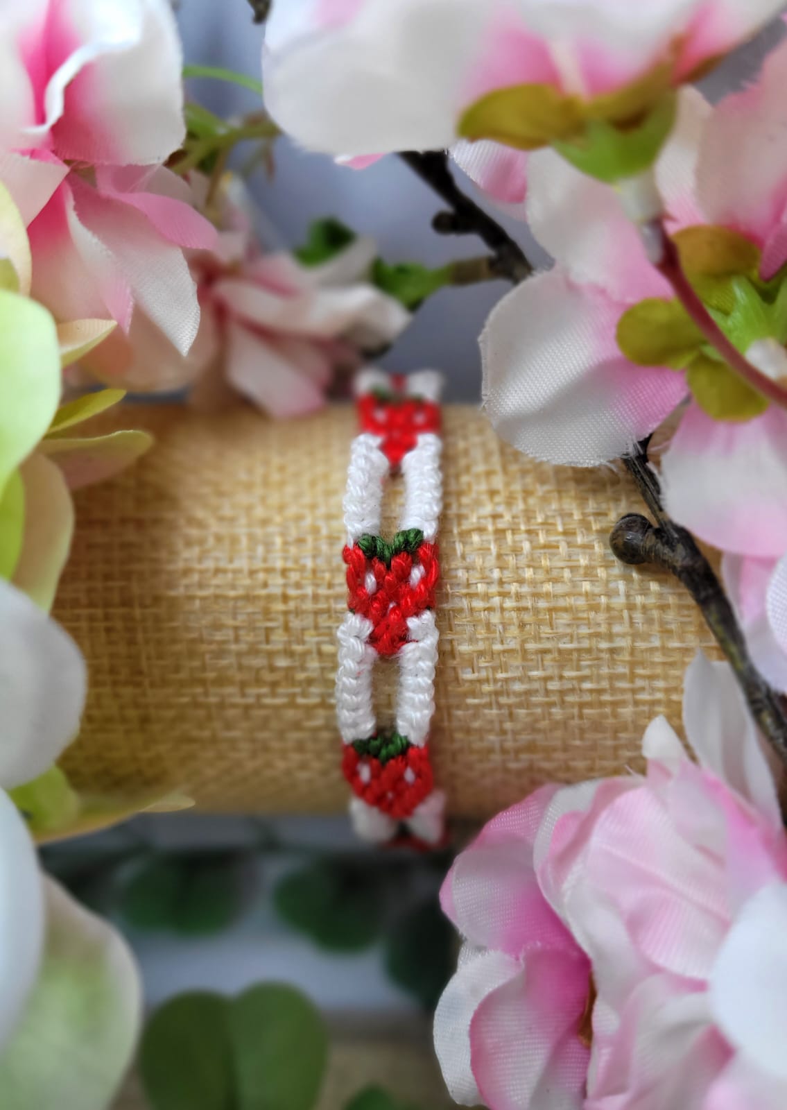 Handwoven bracelet strawberry
