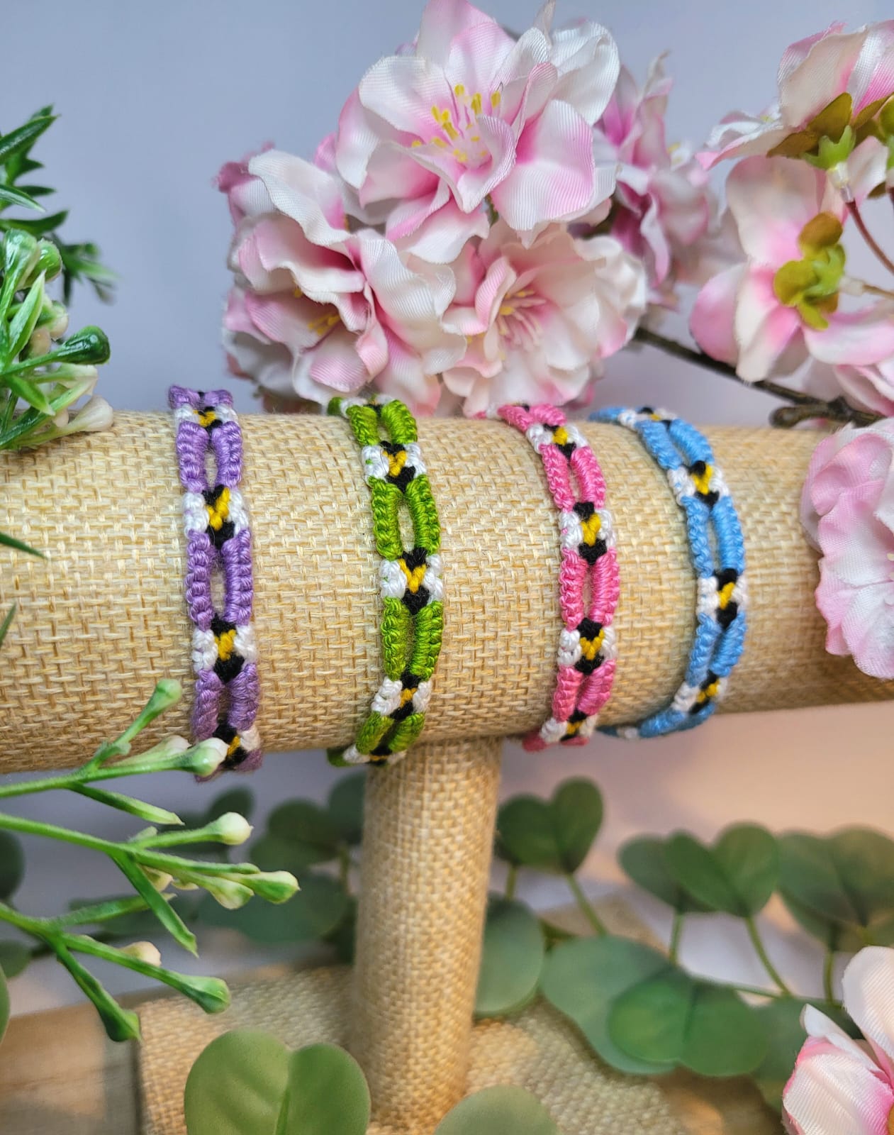Handwoven bracelet bees